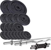 ScSPORTS® Halterset 45 kg - Halterschijven incl. Halterstangen - Gietijzer - 30 mm - Gewichten