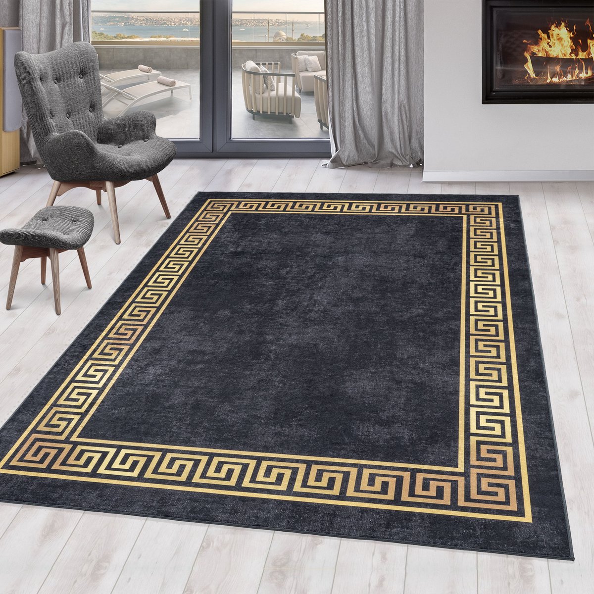 Fiesta vloerkleed 200x290cm zwart 4305