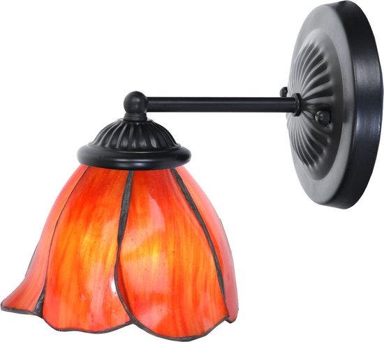 Art Deco Trade - Tiffany wandlamp zwart met Tender Poppy