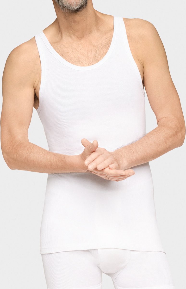 Heren hemd 6720 Rib - Grote maten - Katoenen Onderhemd mannen wit - 3XL/9