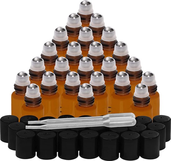 Amber glazen fles met glazen pipet, 6 navulbare druppelflesjes van 20 ml voor etherische oliën, aromatherapie-mengsels