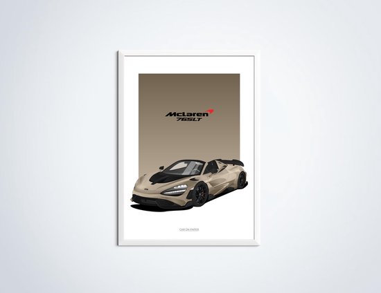 McLaren 765LT Spider Novitec Silver - Affiche de voiture 70 x 50 cm | Chambre des enfants | Chambre à coucher | Bureau