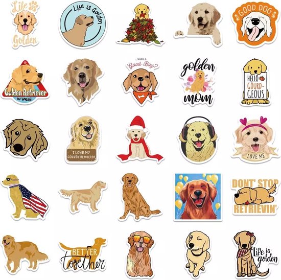 Golden Retriever Stickers 50 Stuks | Honden Stickers | Grappige Stickers | Golden Retriever Pup |Laptop Stickers | Decoratie | Stickers Kinderen | Stickers Volwassenen | Dieren |  | Plakstickers | Stickers Bullet Journal | Planner Stickers - Merkloos
