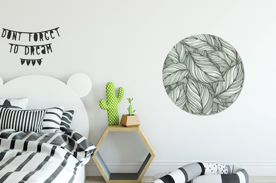 WallCircle - Wandcirkel - Muurcirkel - Bloemen - Illustratie - Zwart - Wit - Aluminium - Dibond - ⌀ 60 cm - Binnen en Buiten