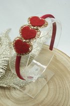 Kersthaarband - Hartjes - Goud - Bordeaux Rood - Diadeem - Kerst - Bows and Flowers