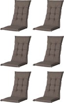 Madison - Tuinkussen - Universeel - Hoge Rug - 6 st. - Outdoor Oxford Taupe - 123x50cm - Taupe - Tuinstoelkussens - Standaardstoel