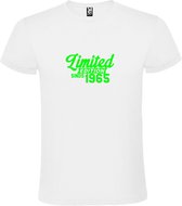 Wit T-Shirt met “ Limited edition sinds 1965 “ Afbeelding Neon Groen Size XXXXXL