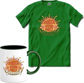 Flower Power - Radiate Good Energy - Esthétique Vintage - T-shirt avec mug - Homme - Kelly Green - Taille 3XL