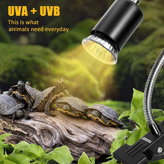 Wärmelampe für Schildkröten, 2 UVA/UVB-Lampen, 25 W, Reptilien