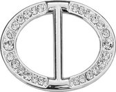 Fako Bijoux® - Sjaalklem - Sjaal Klem - Sjaal Ring - Ovaal - Kristal - 27x40mm - Zilverkleurig