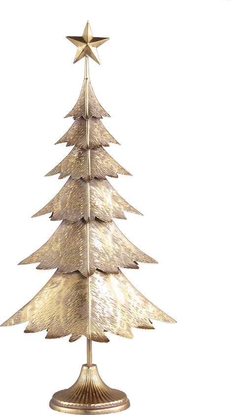 voordat langs Kip PTMD Kerstboom Karlie goud metaal met kerstster in de top L - hoogte 82 cm.  | bol.com