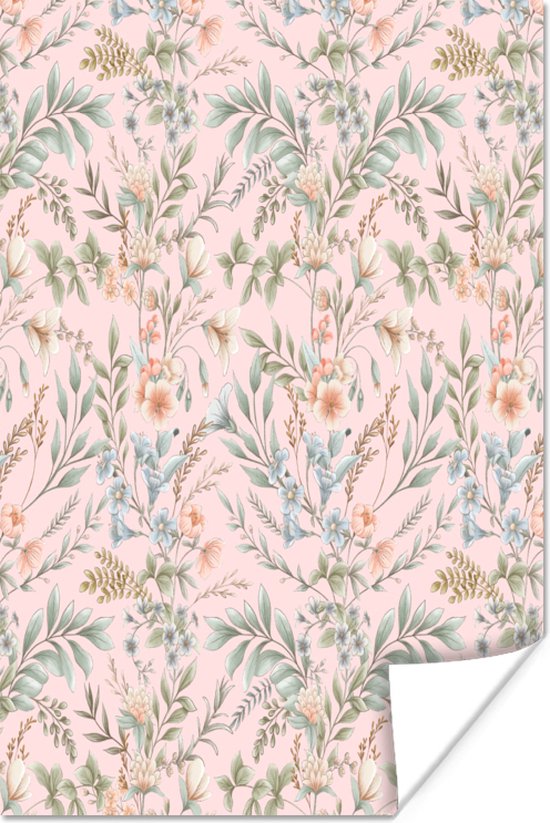 Affiche Fleurs - Pastel - Vintage - 80x120 cm