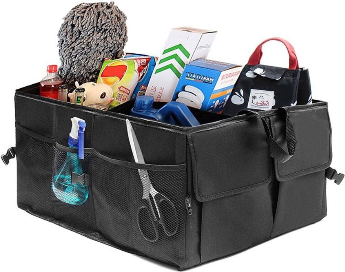 Auto Kofferbak Organizer - opbergbox met vakjes - Draag- en Inklapbaar - Zwart
