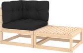 vidaXL - 2-delige - Loungeset - met - kussens - massief - grenenhout