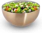 Relaxdays saladeschaal rvs - serveerkom goud - ronde saladekom - metalen schaal keuken - M