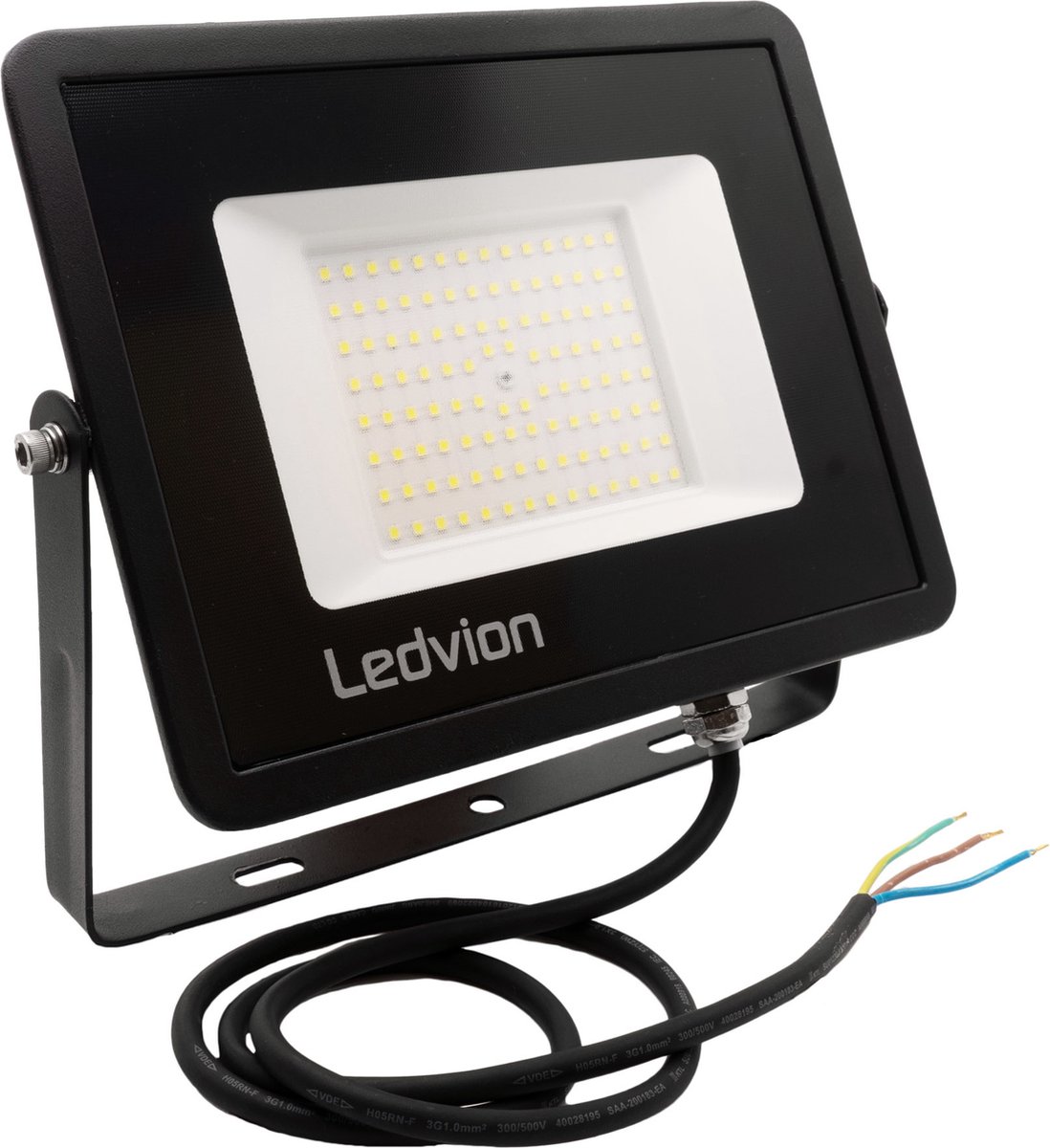 Ledvion LED Breedstraler, 100 watt LED Fluter met Samsung Chips, 4000K, 10690 Lumen, IP68, Waterdicht, Schijnwerper Snelkoppeling Breedstraler, Bouwlamp