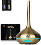 Infinity Goods Aroma Diffuser Incl. 2x 10ml Pure Etherische Olie - Luchtbevochtiger - Verdamper - 10 LED kleuren - Aromatherapie - Geurverspreider - Goud