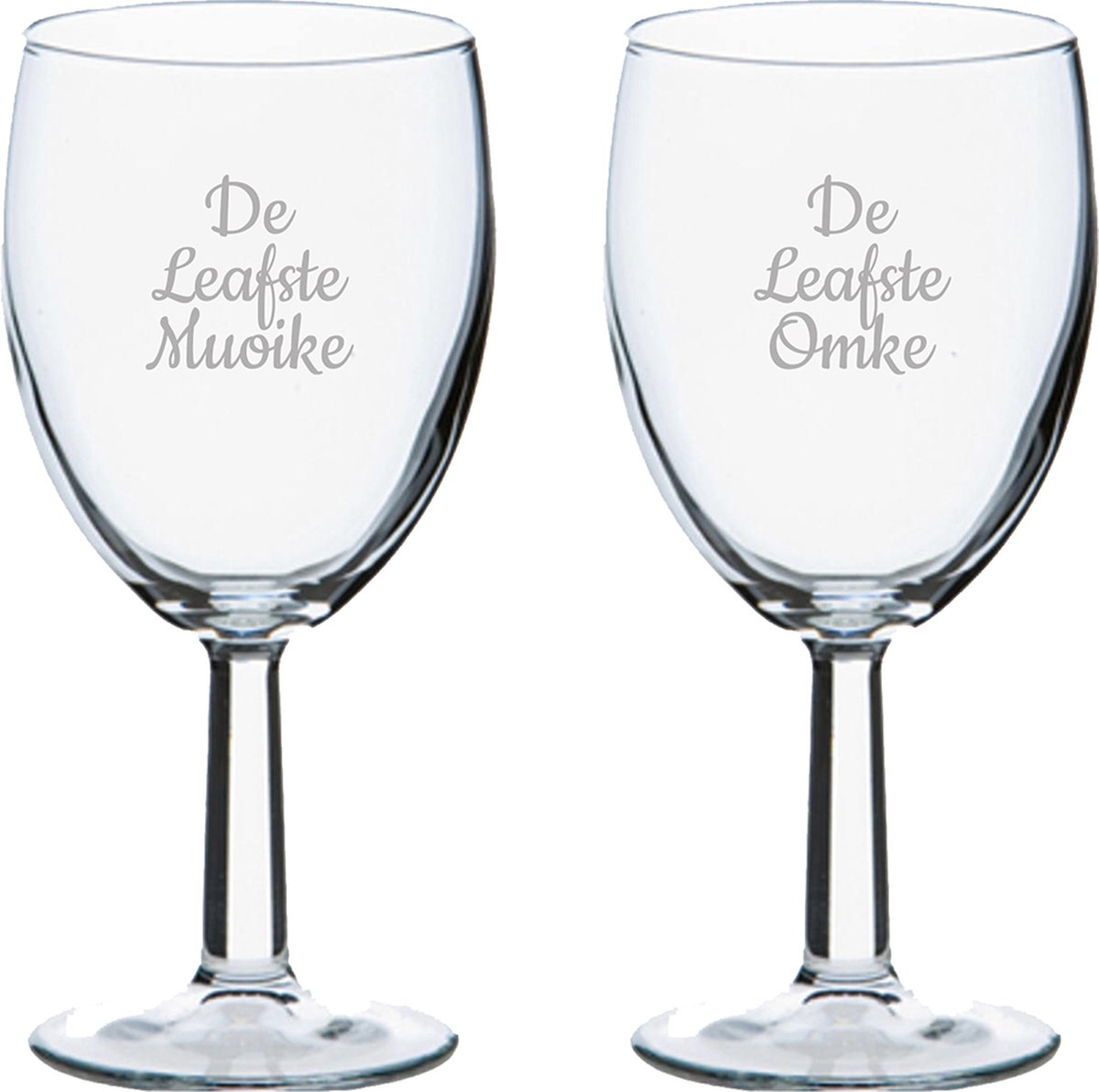 Gegraveerde wijnglas 24,5cl De Leafste Muoike-De Leafste Omke