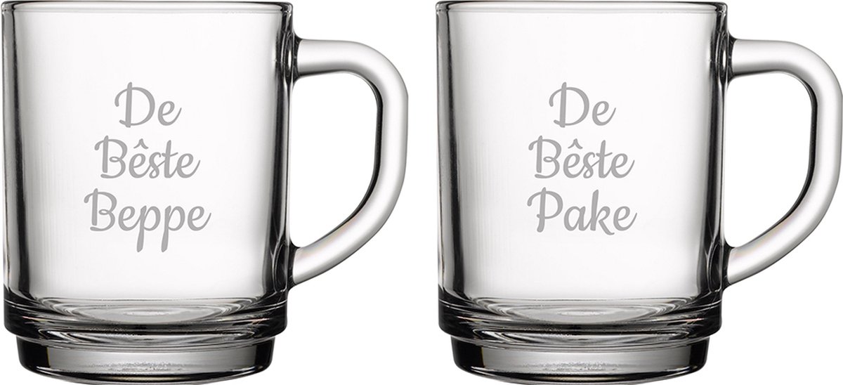 Gegraveerde theeglas 25,5cl De Bêste Pake-De Bêste Beppe
