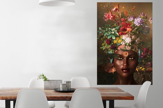 Affiche Femme - Fleurs - Couleurs - 80x120 cm