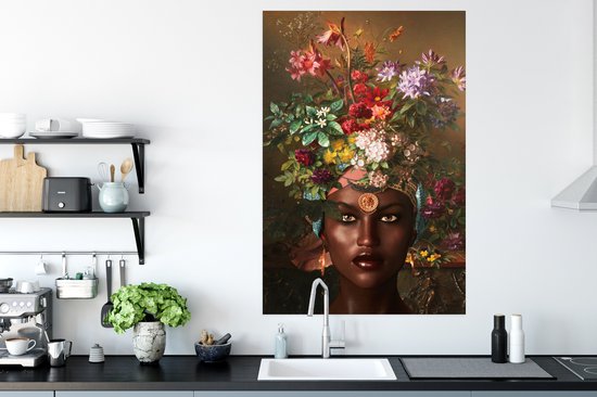 Affiche Femme - Fleurs - Couleurs - 80x120 cm