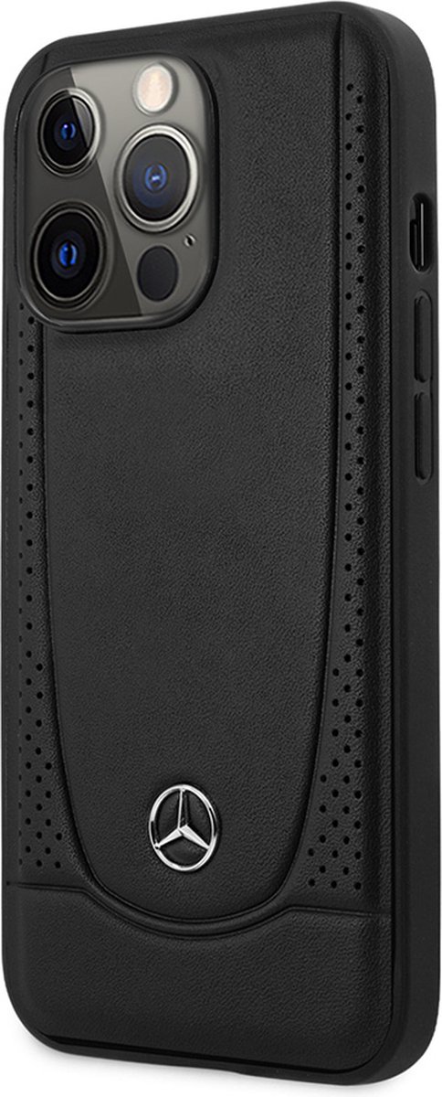 iPhone 14 Pro Max Backcase hoesje - Mercedes-Benz - Effen Zwart - Leer