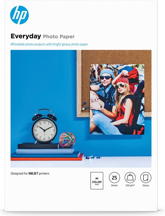 HP Everyday Photo Paper - Glanzend - A4  - 200 g/m² - 25 vellen