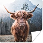 Poster - Schotse hooglander - Koe - Dieren - Natuur - Industrieel - Fotoposter - Muurposter - Woonkamer decoratie - Muurposters slaapkamer - Dierenposter - 75x75 cm - Muurdecoratie