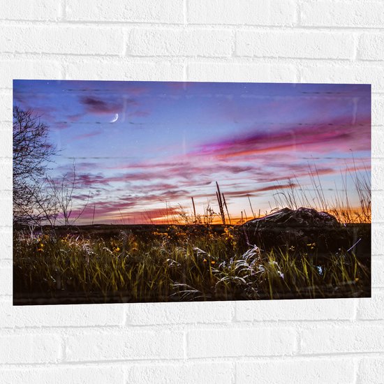 WallClassics - Muursticker - Roze Wolken in de Lucht - 75x50 cm Foto op Muursticker