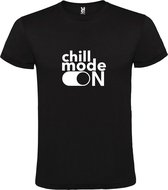 Zwart T-Shirt met “ Chill Mode On “ afbeelding Wit Size XXL