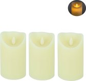 DADDY® LED Kaarsen - Led kaarsen met bewegende vlam - led kaarsen met afstandbediening - led kaars - led kaarsen met timer - led kaarsen met flikkerende vlam - met timer en dim functie - Warm Wit Licht - Crème - set van 3x 12.5 - 8d