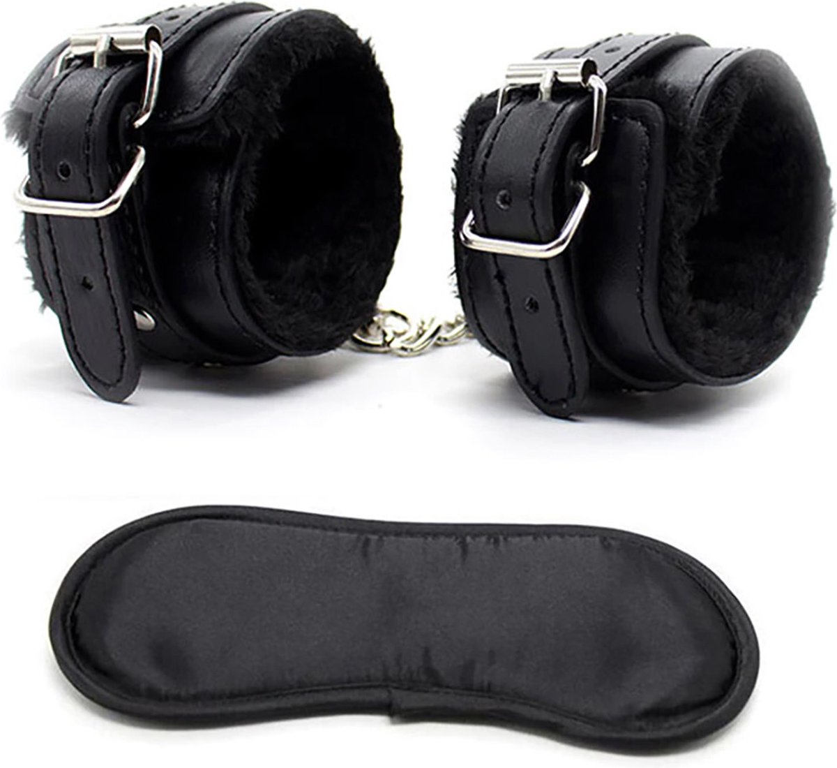 Goedkoopste Handboeien - Pluche handboeien - Handboeienset - Zwart - Met oogmasker - Erotiek - Sexspeeltjes - BDSM