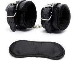 Handboeien - Pluche handboeien - Handboeienset - Zwart - Met oogmasker - Erotiek - Sexspeeltjes - BDSM