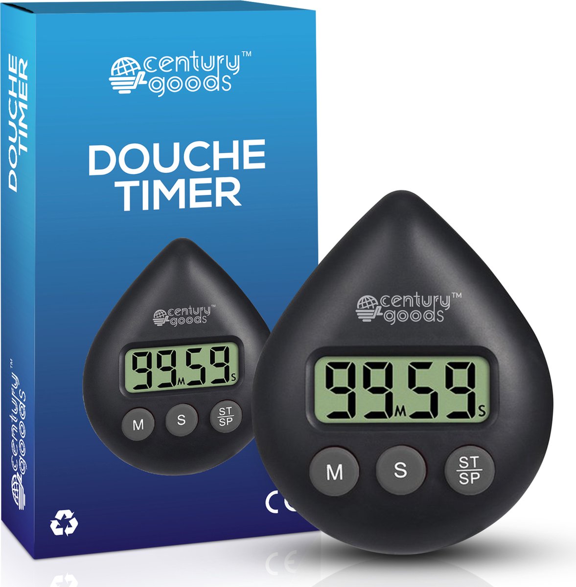 Century Goods® Douchetimer 5 minuten - Douche klok - Douchewekker Instelbaar - Zandloper 5 minuten