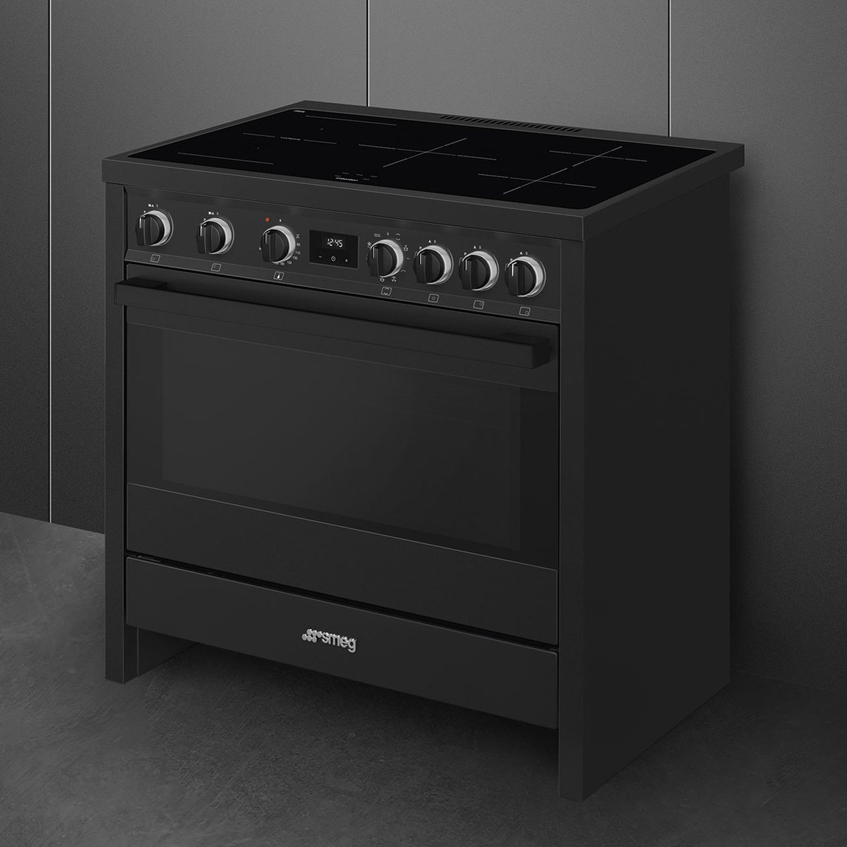 SMEG B95IMAN9 INDUCTIEFORNUIS - 5 Zones - Full Black - antraciet