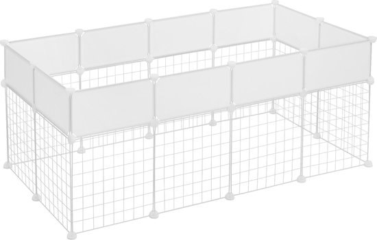 THA Dierenren - Buiten ren - Voor Konijn, Cavia, Puppy - Ren voor dieren - 140 x 70 x 50 CM - Buitenhok - Puppyren - Konijnenhok - Voor Buiten - Doorzichtig - Wit
