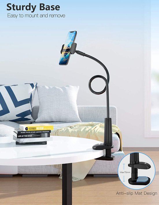 Bremorou 2 stuks telefoonhouder voor aan de muur, wandmontage, zelfklevend houder voor datakabel