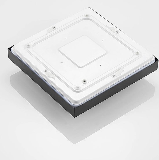 Lindby - LED plafondlamp - ijzer, aluminium, kunststof - H: 10 cm - mat zwart, wit