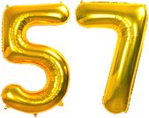 Ballon Feuille Numéro 57 Ans Or Anniversaire Décoration Hélium Numéro Ballons Décoration De Fête Avec Paille - 86cm