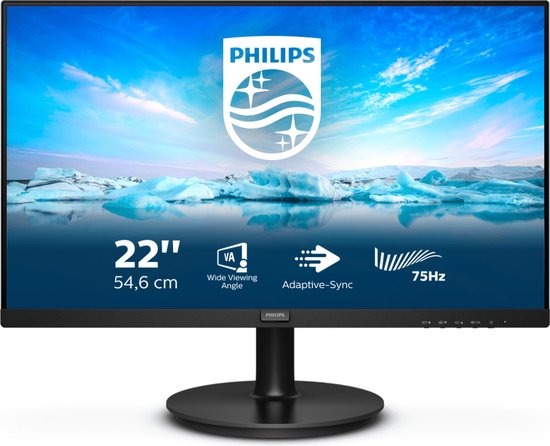 Philips V-Line 222V8LA - Full HD Monitor - HDMI - DisplayPort- VGA - 22 inch