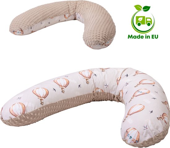 Voedingskussen - Bubaba Voedingskussen - Zwangerschapskussen met wasbare hoes - Vintage Bunny (170x35cm)