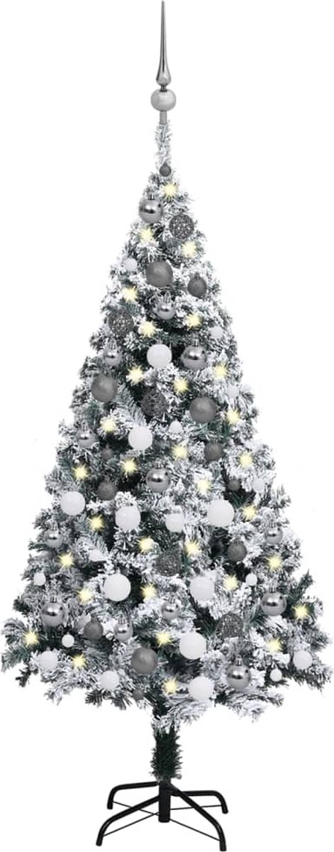 Prolenta Premium - Kunstkerstboom met LED's en kerstballen 120 cm groen