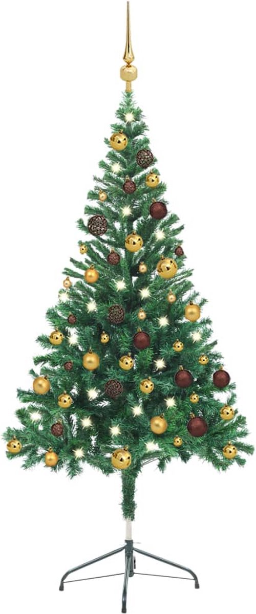 Prolenta Premium - Kunstkerstboom met LED's en kerstballen 380 takken 150 cm