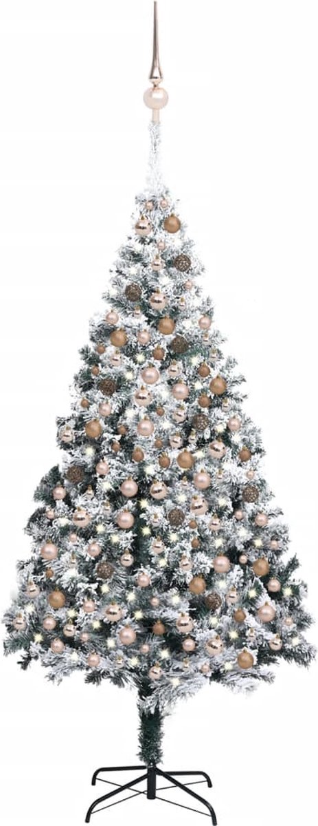 Prolenta Premium - Kunstkerstboom met LED's en kerstballen 240 cm PVC groen