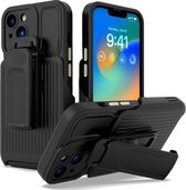 Mobigear Hoesje geschikt voor Apple iPhone 14 Plus Telefoonhoesje Hardcase | Mobigear Explorer Backcover Shockproof met Standaard | Schokbestendig iPhone 14 Plus Telefoonhoesje | Anti Shock Proof - Zwart