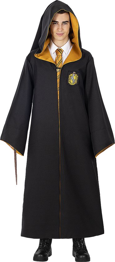 Harry Potter Hufflepuff Unisex Zwarte Badjas met Capuchon | Gezellige Fleece Loungewear met Strik | Lange Mouwen Filmthema Nachtkleding | Perfect om thuis te Ontspannen | Harry Potter Merchandise Harry Potter Hufflepuff Unisex Zwarte Badjas met Capuchon | Gezellige Fleece Loungewear met Strik | Lange Mouwen Filmthema Nachtkleding | Perfect om thuis te Ontspannen | Harry Potter Merchandise