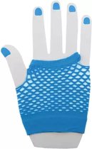 Handschoenen Madia - Neon Blauw - Acryl - One Size - 1 paar - Feest - Carnaval  - Madonna - Fout feestje