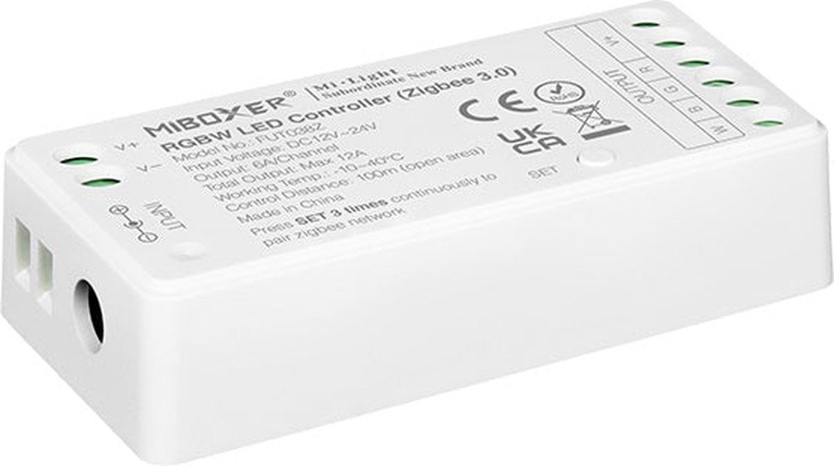 Mi-Light Mi-Boxer - (FUT038Z) - RGBW LED controller (Zigbee 3.0) - Voor besturing van een RGBW LED strip - Zigbee hub benodigd voor bediening (ZB-BOX1/ZB-BOX2/Philips hue bridge/Tuya smart/IKEA tradfri) - Voedingsadapter niet inbegrepen