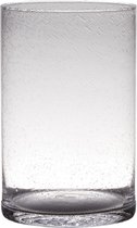 Transparante home-basics Cylinder vorm vaas/vazen van bubbel glas 30 x 19 cm - Bloemen/takken/boeketten vaas voor binnen gebruik