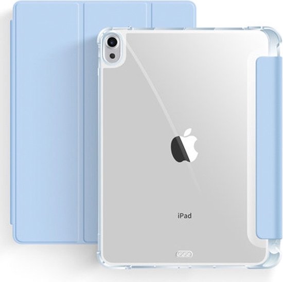 Mobiq - Clear Back Folio Case geschikt voor iPad 10.9 inch 2022 - lichtblauw/transparant